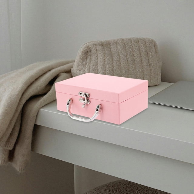 GOOHOCHY 1Pack Mini Convenient Storage Suitcase Pink Rectangular Thickened Paper For Home Use Office Use