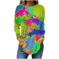 thumbnail image 3 of QATAINLAV Womens Blouses Dressy Casual Fall Hippie Tshirts Graffiti Print Cute Long Sleeve Shirts Casual Crew Neck Tunics Tops Multicolor 5XL, 3 of 6