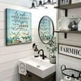thumbnail image 2 of Bathroom Decor Wall Art Rustic Bathroom Rules Sign Pictures Wall Decor Inspirational Quotes Green Canvas Painting Print Artwork Modern Home Decorations Framed for Bathroom 12"X16", 2 of 6