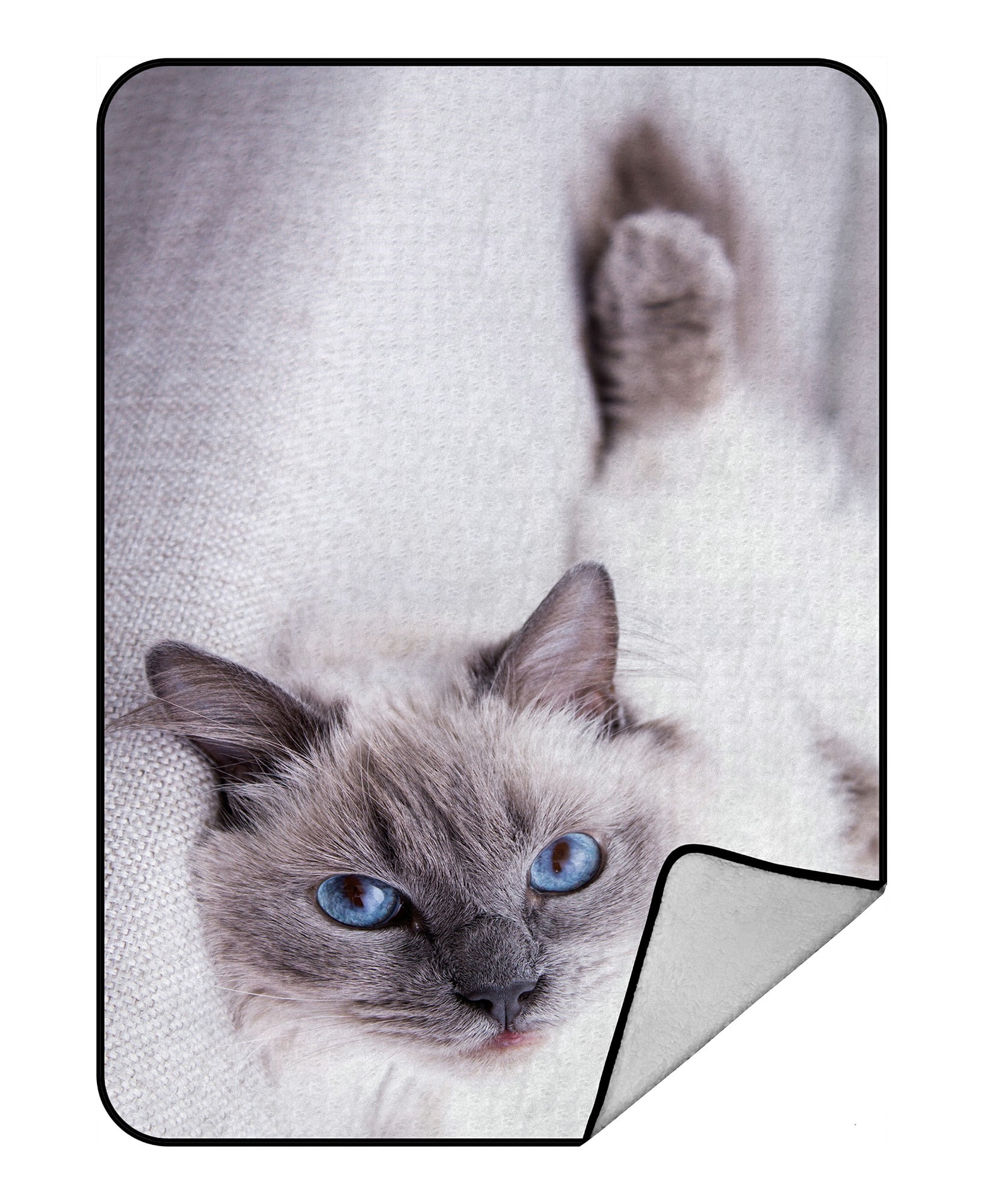 ECZJNT Blue Ragdoll cat lying on the couch Throw Blanket Fleece