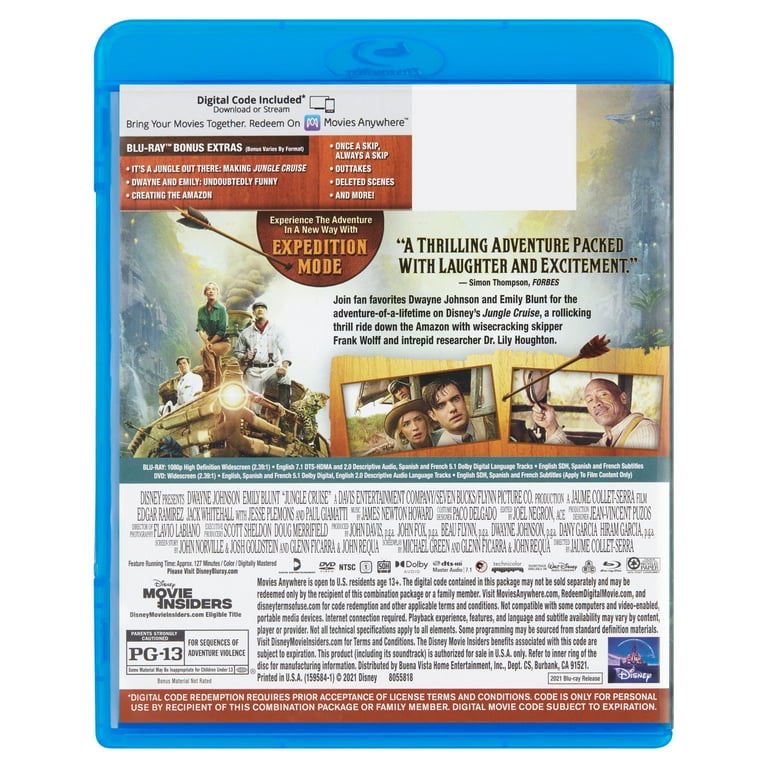 Jungle Cruise Blu ray DVD Digital Code Disney Walmart