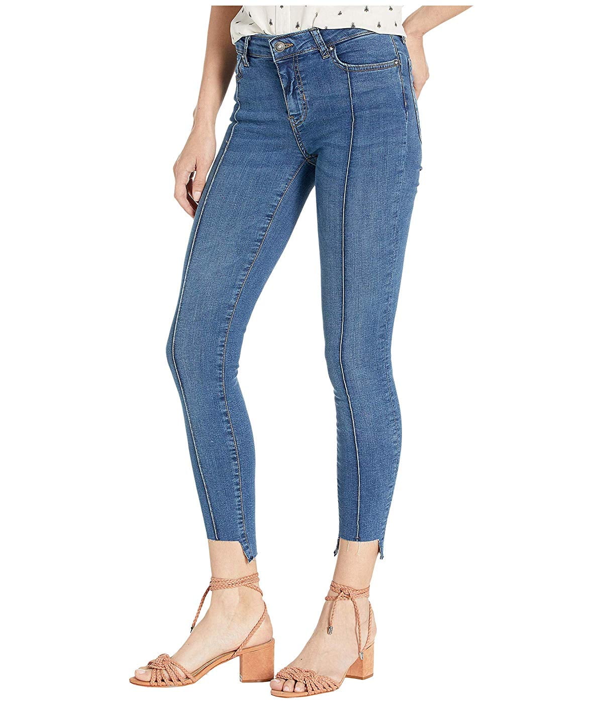 Free People Low Rise Pintuck Skinny Jeans Blue - Walmart.com - Walmart.com