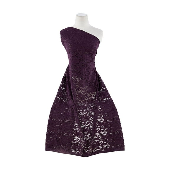 Zelouf Paisley Stretch Lace , Sewing, DIY, Crafts Fabric by the Yard, Moroccan Plum, 3 Yard