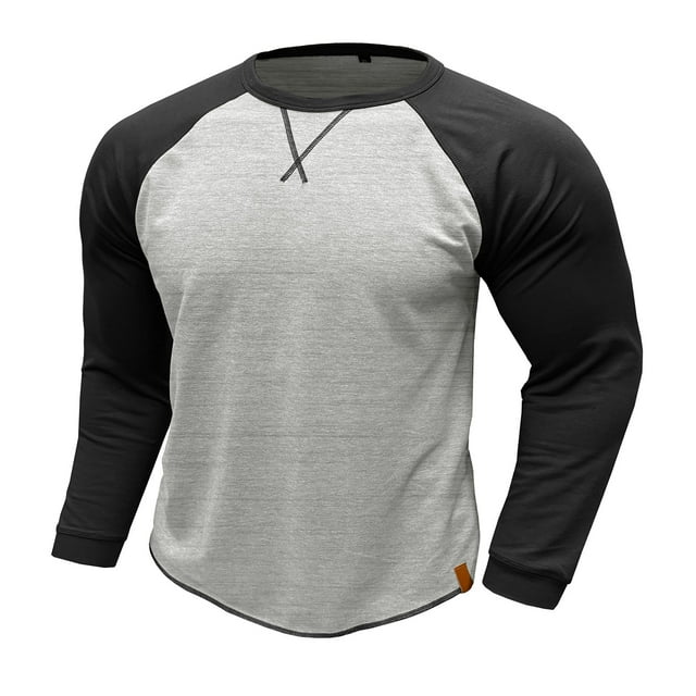 AherBiu Shirts for Men Long Sleeve Crew Neck Slim Fitted Tops Lightweight Athletic Workout Running Tees