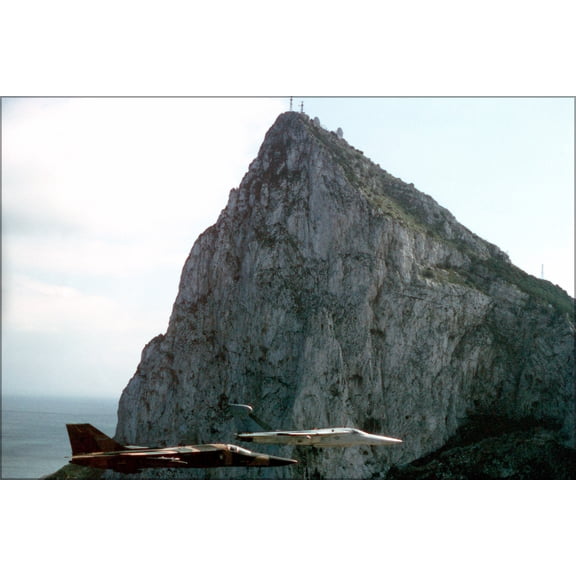 24"x36" Gallery Poster, F-111F and EF-111A f-111 aardvark near the Rock of Gibraltar