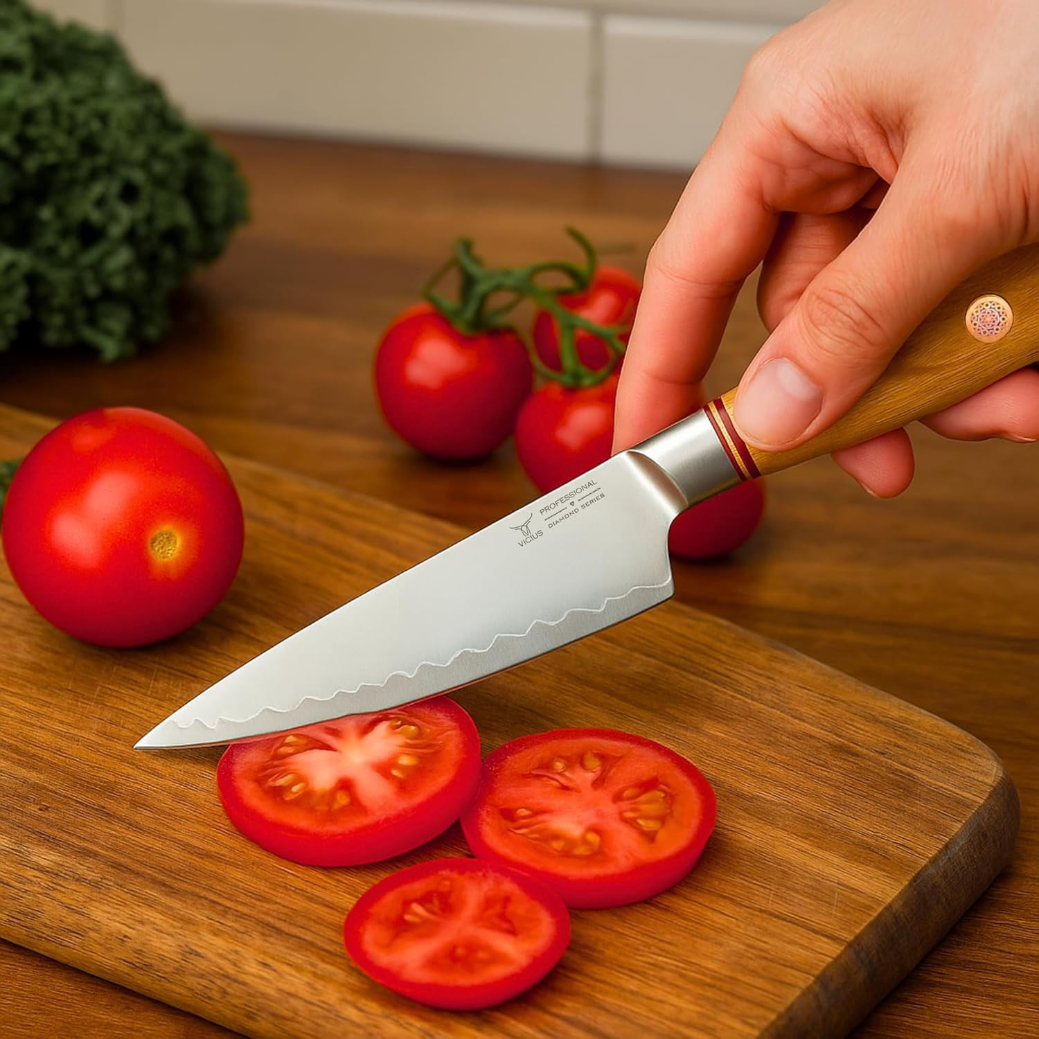 5-Inch Utility Knife, 3-Layer 10Cr15CoMoV Damascus Steel Blade, Razor Sharp Kitchen Knife for Slicing & Dicing, Pakka Wood Handle, Gift Box