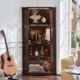 thumbnail image 4 of LELELINKY 65" Lighted Corner Display Cabinet with Glass Doors Set of 2, 4-Tier Hexagon Curio Cabinet for Living room, Entryway, Walnut, 4 of 10