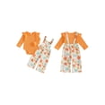 thumbnail image 2 of BemeyourBBs Baby Girls Clothing Set Long Sleeve Ribbed Romper with Print Overalls, 2 of 9