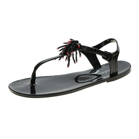 

Qufokar Wide Calf High Boots for Women Womens Slippers Outdoor Round Beach Sandals And Flat Summer Fringe Toe Shoes Spring Beaded Women S Thong Roman Women S Slipper