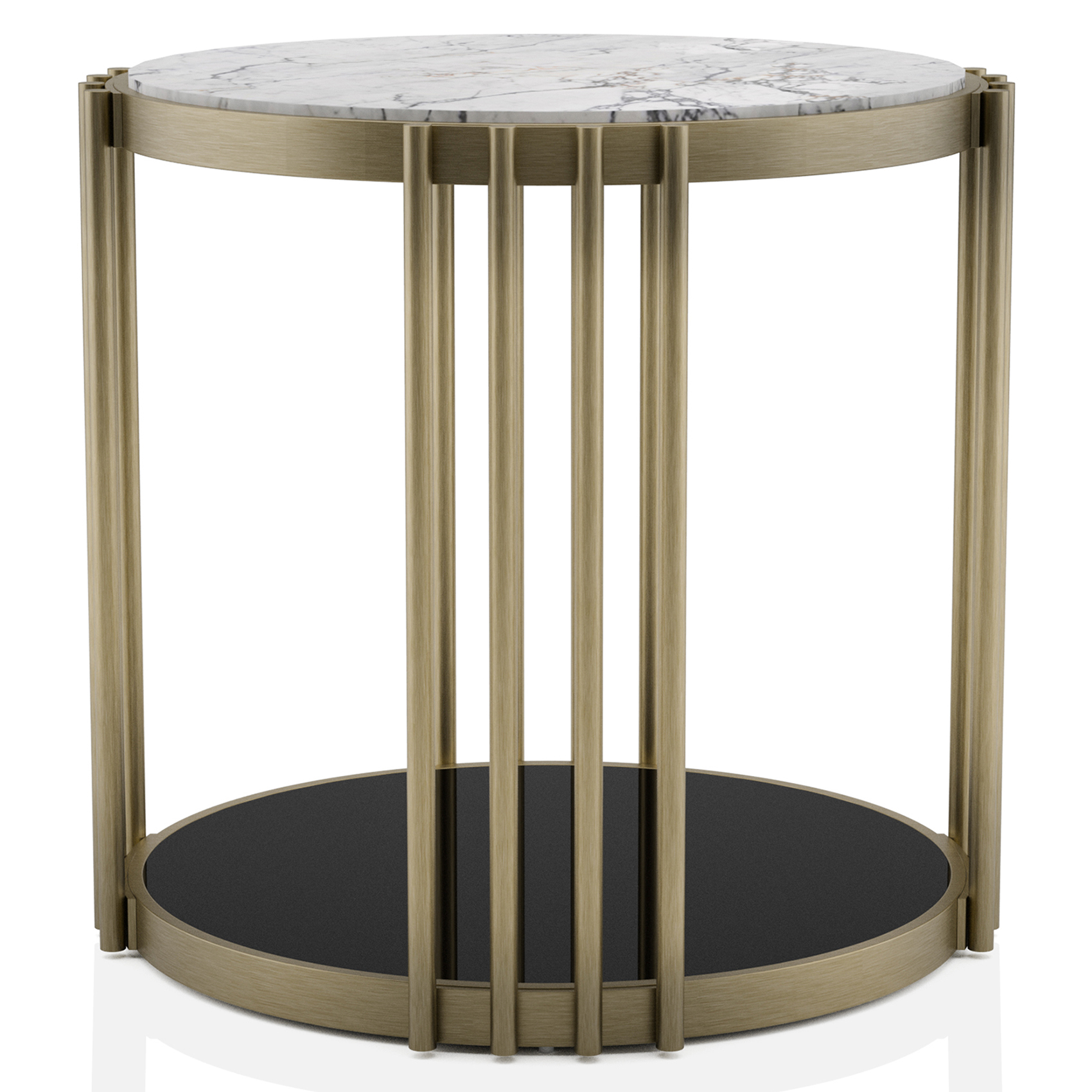 Furniture of America Wilmo Faux Marble 1-Shelf End Table, Brass