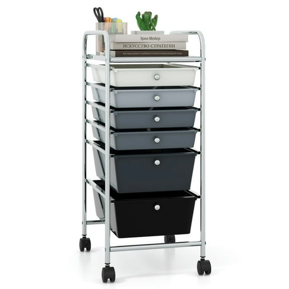 Kadyn Filing Storage Organizer,File Storage Organizer,File Cabinet,6 Drawers Rolling Storage Cart Organizer-Mixed Black