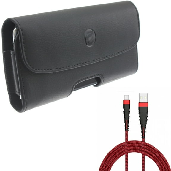 Leather Case Belt Clip w Type-C 10ft USB Cable for Samsung Galaxy A73 5G,A13 5G,A03s Phones - Holster Cover Pouch Loops, Charger Cord Power Wire USB-C