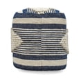 thumbnail image 2 of JERFIT Handcrafted Diamond Pattern Pouf Ottoman, Dark Blue Fabric Footstool for Living Room, Accent Seating, 2 of 6