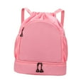 thumbnail image 2 of Mochila deportiva con cordón para exteriores, bolsa de separación de humedad y sequedad con compartimento para zapatos, bolsa de gimnasio para mujeres Rosa, 2 of 8