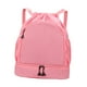 thumbnail image 2 of Mochila deportiva con cordón para exteriores, bolsa de separación de humedad y sequedad con compartimento para zapatos, bolsa de gimnasio para mujeres Rosa, 2 of 8