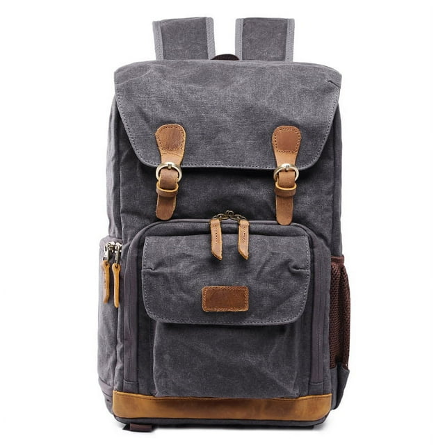 Waterproof Camera Bag Backpack Large Capacity Photo Bag Batik Canvas Camera Lens Case Canon Nikon for 15 Inch Laptop dark grey