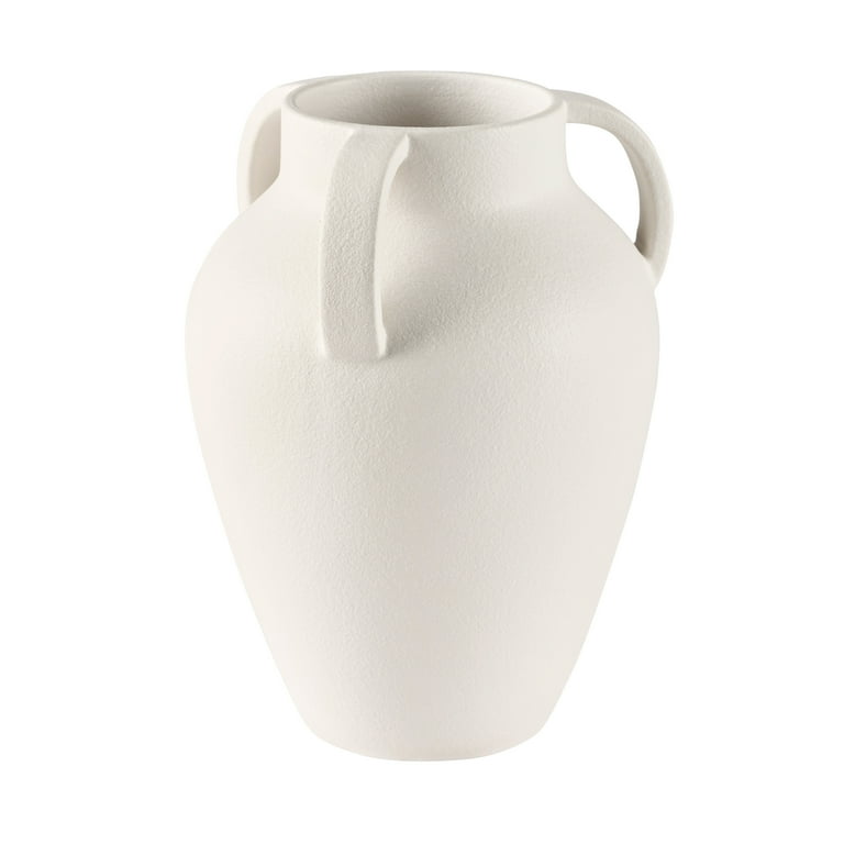 Better Homes & Gardens White Ceramic Vase with Handles, 9.45 Inch photo 2