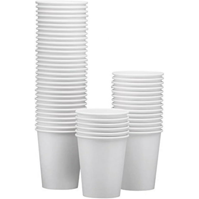 8 oz White Paper Disposable Cups - Bulk Package for Hot/Cold Beverages