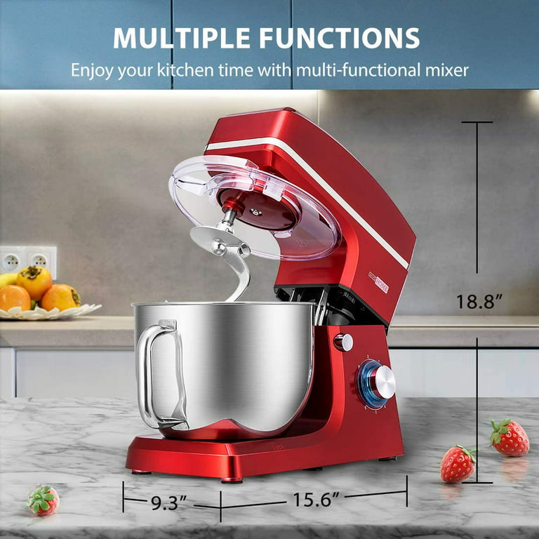 VIVOHOME Stand Mixer, 650W 6 Speed 6 Quart Tilt-Head Kitchen Electric Food Mixer with Beater, Dough Hook and Wire Whip, Silver