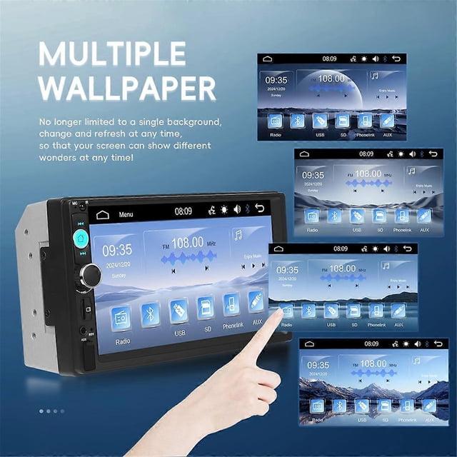 7 Inch Double Din Car Stereo Supports Wired Carplay/Mirror Link/FM, Car Audio Receiver MP5 Multimedi