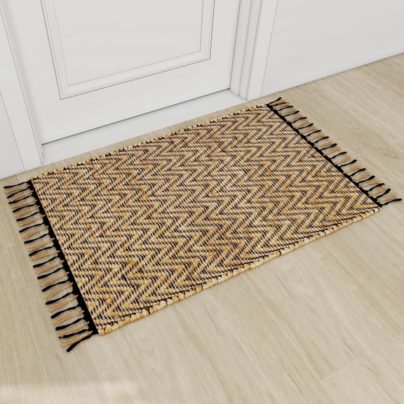 Natural Jute Entryway Rug 2x3 ft, Indoor Door Mat for Home Entrance, Handwoven Small Area Rug for Kitchen Floor, Bathroom, Mud Room & Entryway Décor