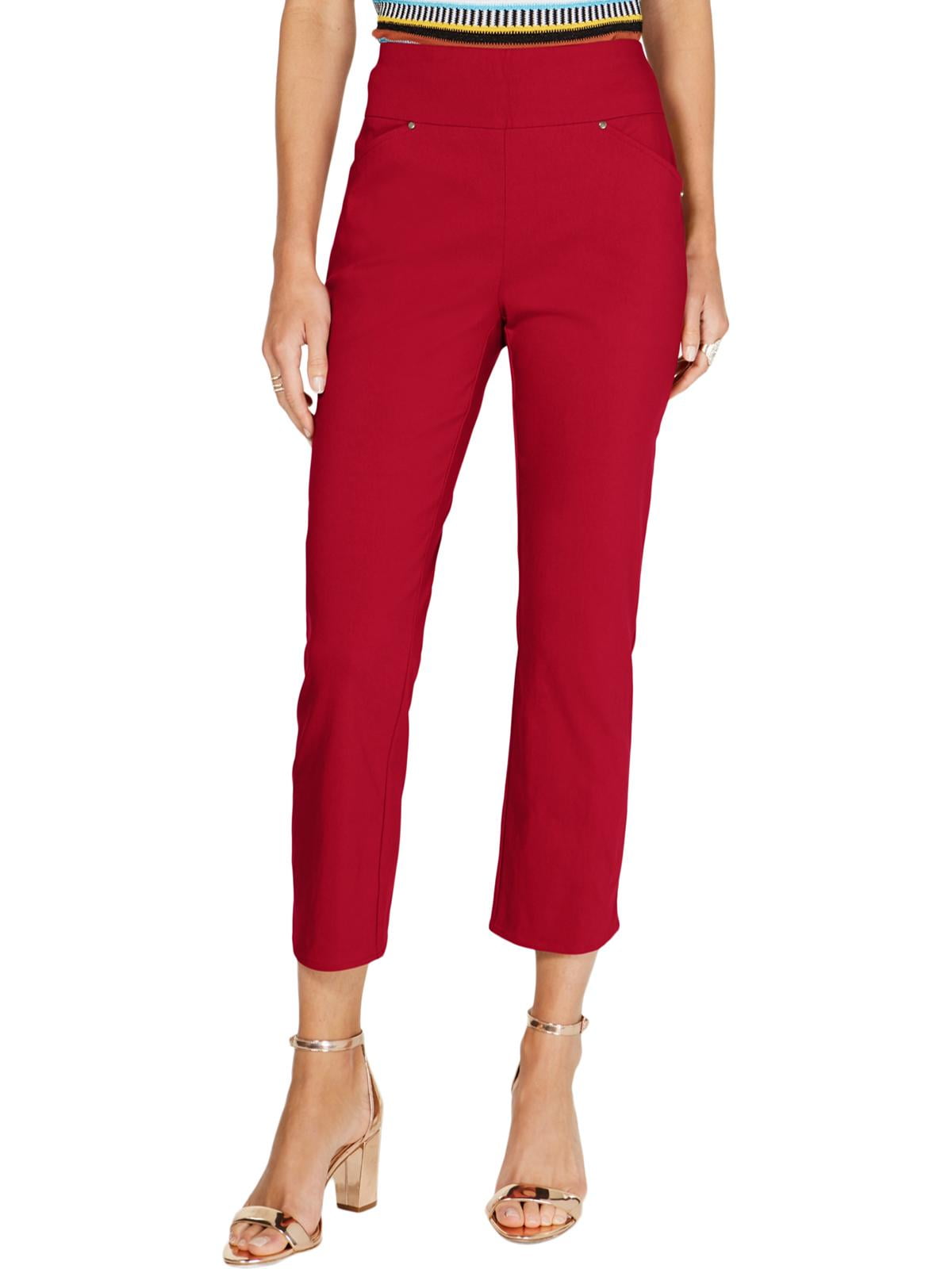 INC Womens Skinny Leg MidRise Dress Pants Red 10
