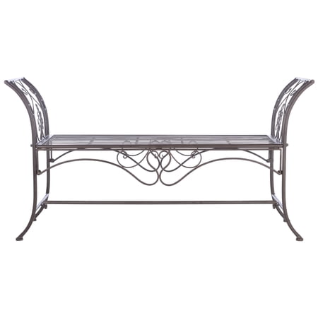 SAFAVIEH Adina Outdoor Patio Wrought Iron Garden Bench, Rustic Brown