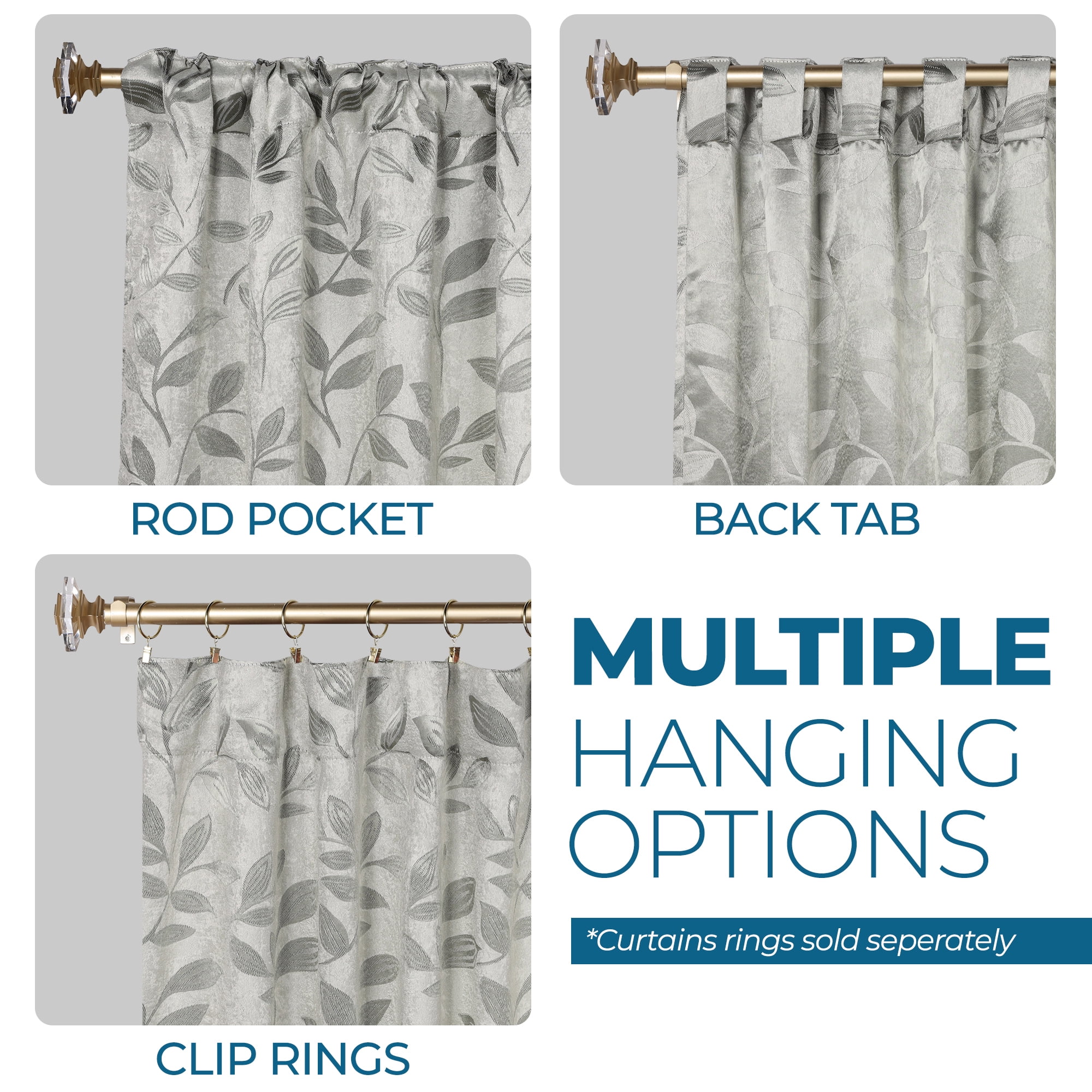 Superior Blackout Leaves Curtains Set of 2, Light Filtering Grommet Curtain Panel Set, Sage, 70"W x 84"L