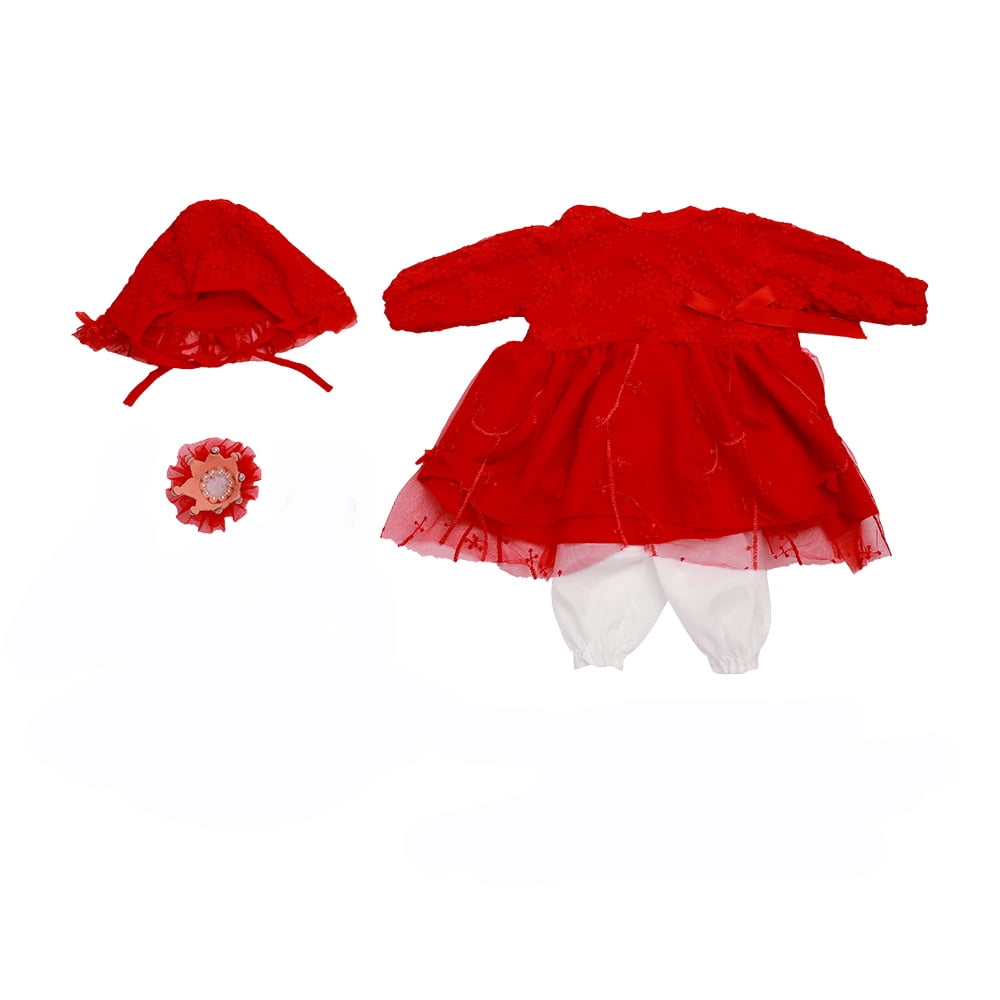 3pcs 20-22in Reborn Girl Doll Clothes Newborn Clothing Suit Doll Accessory 