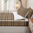 thumbnail image 5 of Manfei Vintage Plaid Themed Zipper Full Size Comforter Sets with Fitted Sheet and 2 Pillowcases,Retro Grid Zipper Bedding Set,Brown,Reversible,4pcs, 5 of 8
