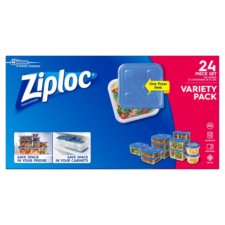 Ziploc Twist Lock Small Square Containers Variety Pack, 12 Plastic