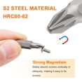 thumbnail image 4 of Uxcell 5pcs PZ2 Pozi Punta de Destornillador 1/4" Vástago Hexagonal 25mm/1" Longitud Magnética Phillips Slotted Hex Bits Punta de Destornillador de Acero S2, 4 of 7