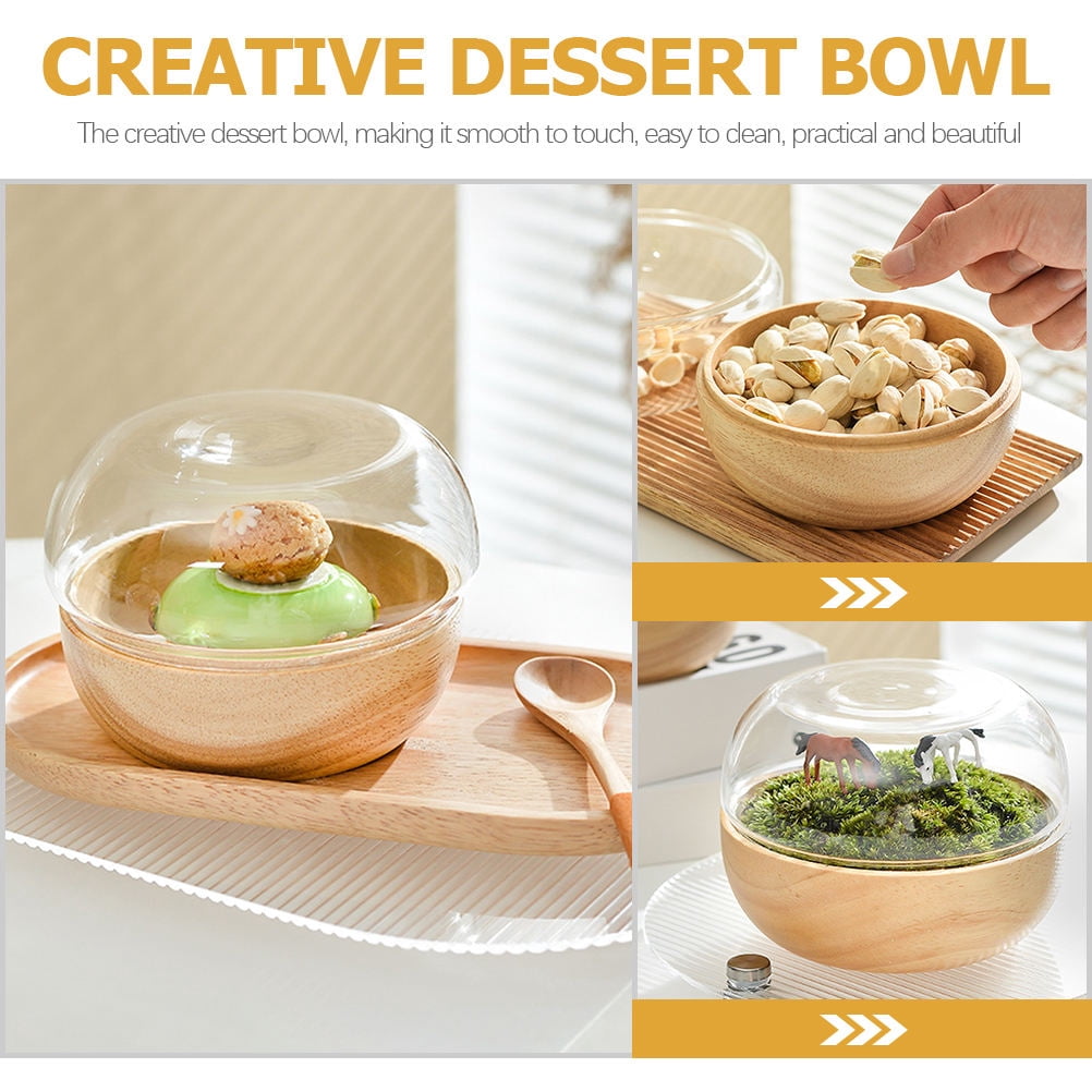 OULII Multi-Color Wooden Dessert Bowl for Storage Use Easy to Clean