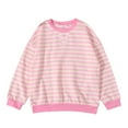 thumbnail image 2 of Teens Girls Casual Oversized Striped Hoodie Sweatshirt Crew Neck Long Sleeve Blouse Shirts Loose Fit Pullover Tops Fall Shirt 6-14 Years, 2 of 7