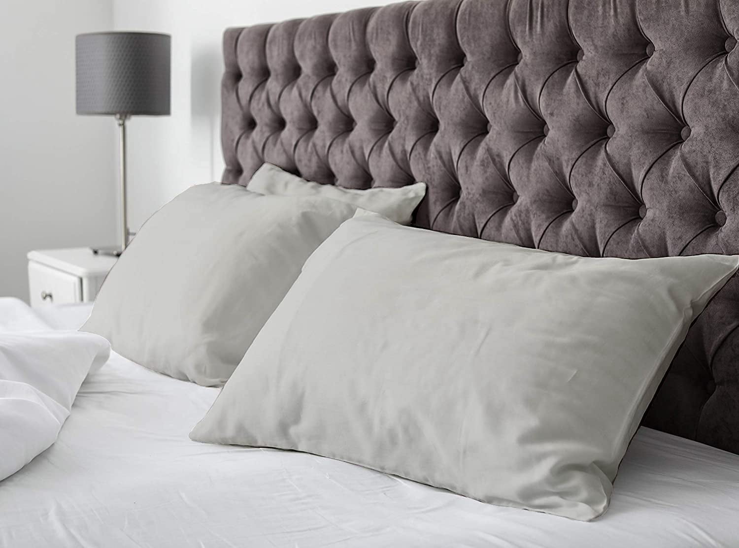 Superity Linen Pillow Cases Standard Size - Open Enclosure - 2 Pack - 100% Soft and Comfortable Premium Cotton - Grey