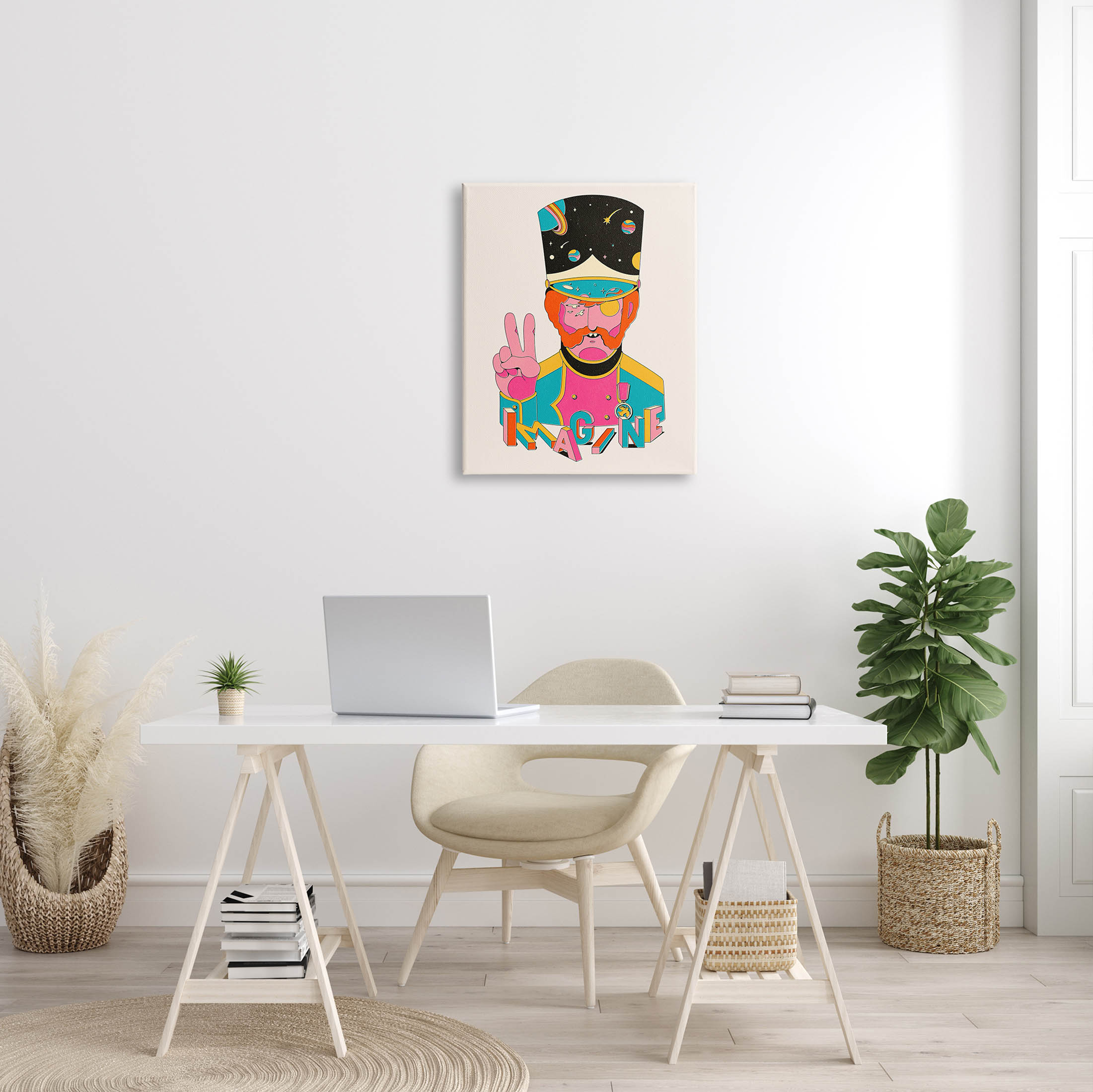 Stupell Industries Imagine Abstract Retro Peace Sign Graphic Art Gallery Wrapped Canvas Print Wall Art, Design by Matheus Lopes Castro