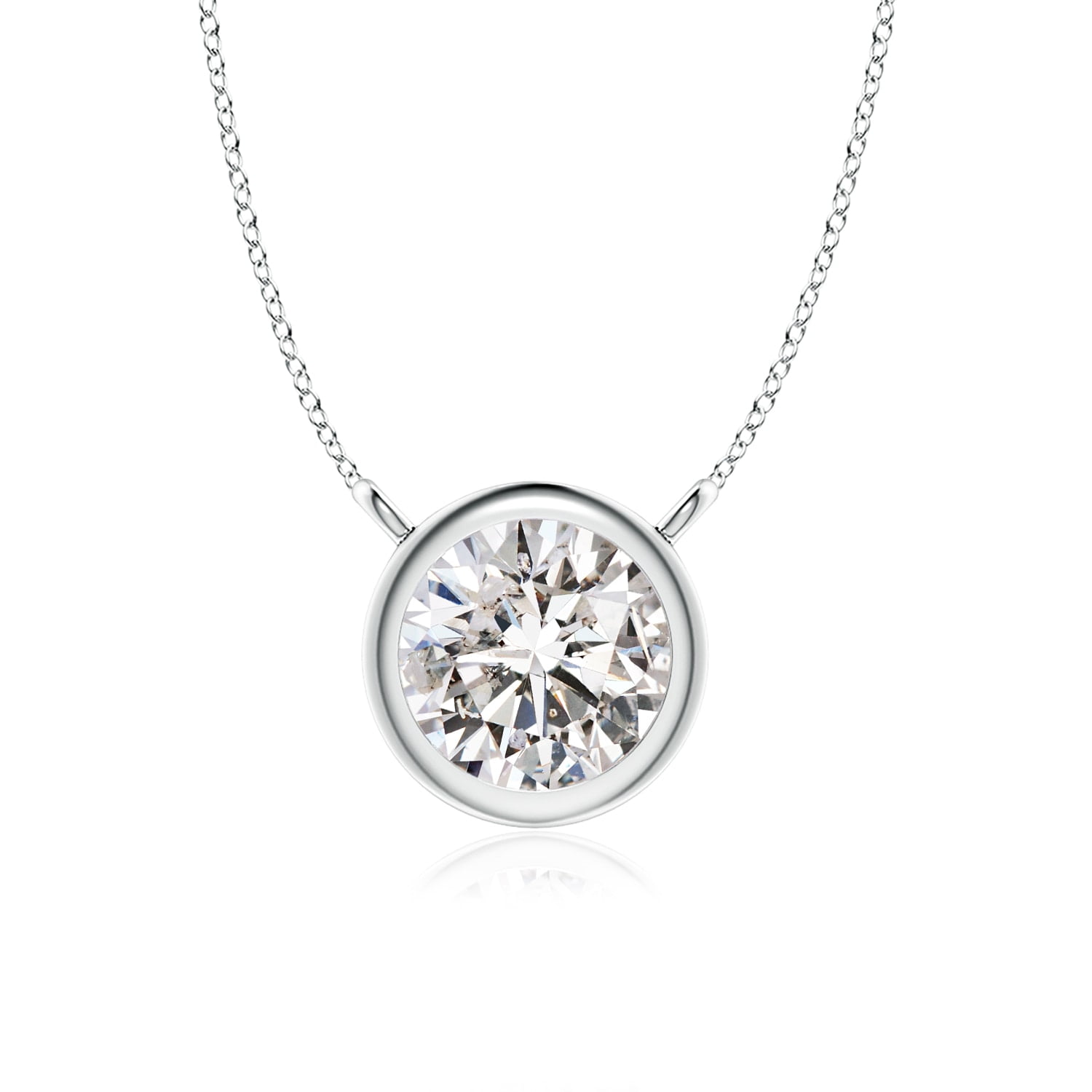 Bezel-Set Round Diamond Solitaire Necklace in 14K White Gold (0.25 cttw  Diamond) - SP0793D-WG-IJI1I2-4.1