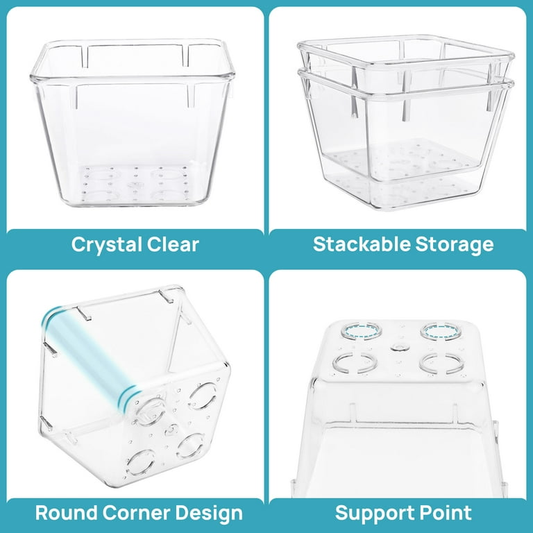 25 PCS Clear Plastic Drawer Organizers Set, Vtopmart 4-Size Versatile
