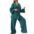 thumbnail image 2 of Heiheiup Dresses For Women 2024 Ladies' Spring And Autumn Solid Color Fashion Long Sleeve Slacks Crepe Ladies' Solid Color Nightgown Home Clothes, 2 of 5