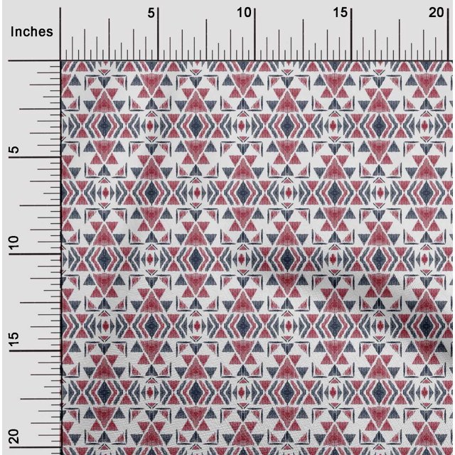 oneOone Tissu Jersey Viscose Triangle Imprimé Ikat au Mètre 60 Pouces de Large