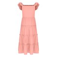 thumbnail image 6 of lcziwo Summer Dresses for Girls Ruffle Sleeve Maxi Sundress Tiered A Line Casual Swing Dress Pink 11 Years, 6 of 8