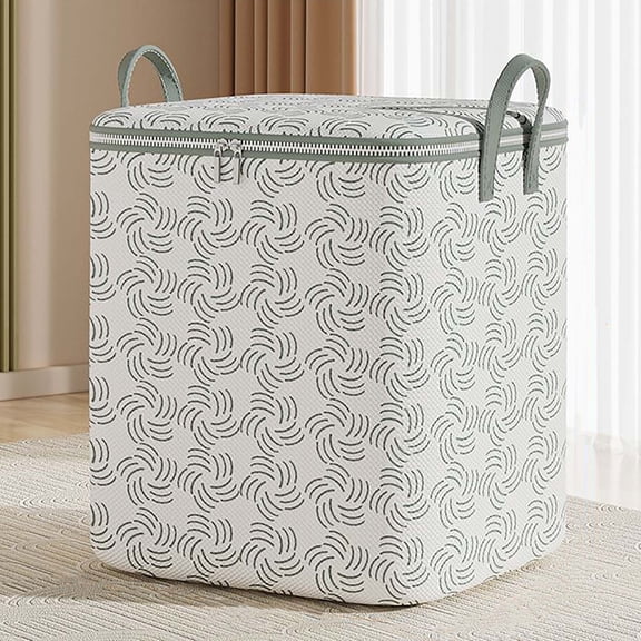 Large Capacity Storage Bag, Waterproof & Dustproof Foldable Closet Organizer, Heavy Duty Moving Bag with Handles & Zippers for Clothes, Comforters, Blankets ( 17.7 x 23.6 x 23.6 Inch )