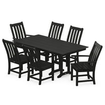 POLYWOOD Vineyard 7 Piece Classic Outdoor Dining Table Set, Black