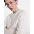 thumbnail image 5 of Scenario Women's Pointelle Sweater with Long Puff Sleeves, Lightweight, Sizes XS-XXXL, 5 of 6
