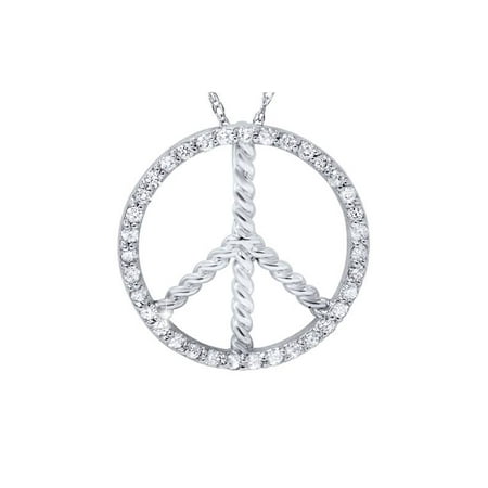 Diamond Peace Pendant - 3/8ct Peace Diamond Pendant 14K White Gold