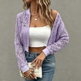 thumbnail image 4 of FRSASU Jackets for Women Summer Cropped Lace See Through Jacket Long Sleeve Zip Up Lightweight Fall Outwear Coats Purple, 4 of 6