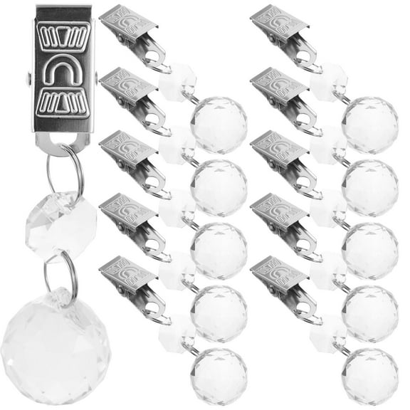 OUNONA 12pcs Crystal Teardrop Tablecloth Weights With Metal Clips Heavy Duty Decorative Weights Water Drop Table Cover Weight Clips For Tablecloths Curtains Banners