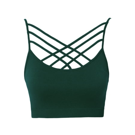Belle Full Coverage Bra - TheMogan Women's S~3XL Criss Cross Strappy Bustier Crop Top Bralette Bra Top