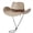 Beige-02, variant on Unisex Wide Brim Cowboy Hat, Decorative Coin Band, Adjustable Chin Strap, Western Style