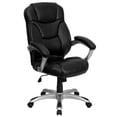 thumbnail image 1 of High Back Black Leather Contemporary Executive Swivel Chair with Silver Nylon Base and Arms, 1 of 6
